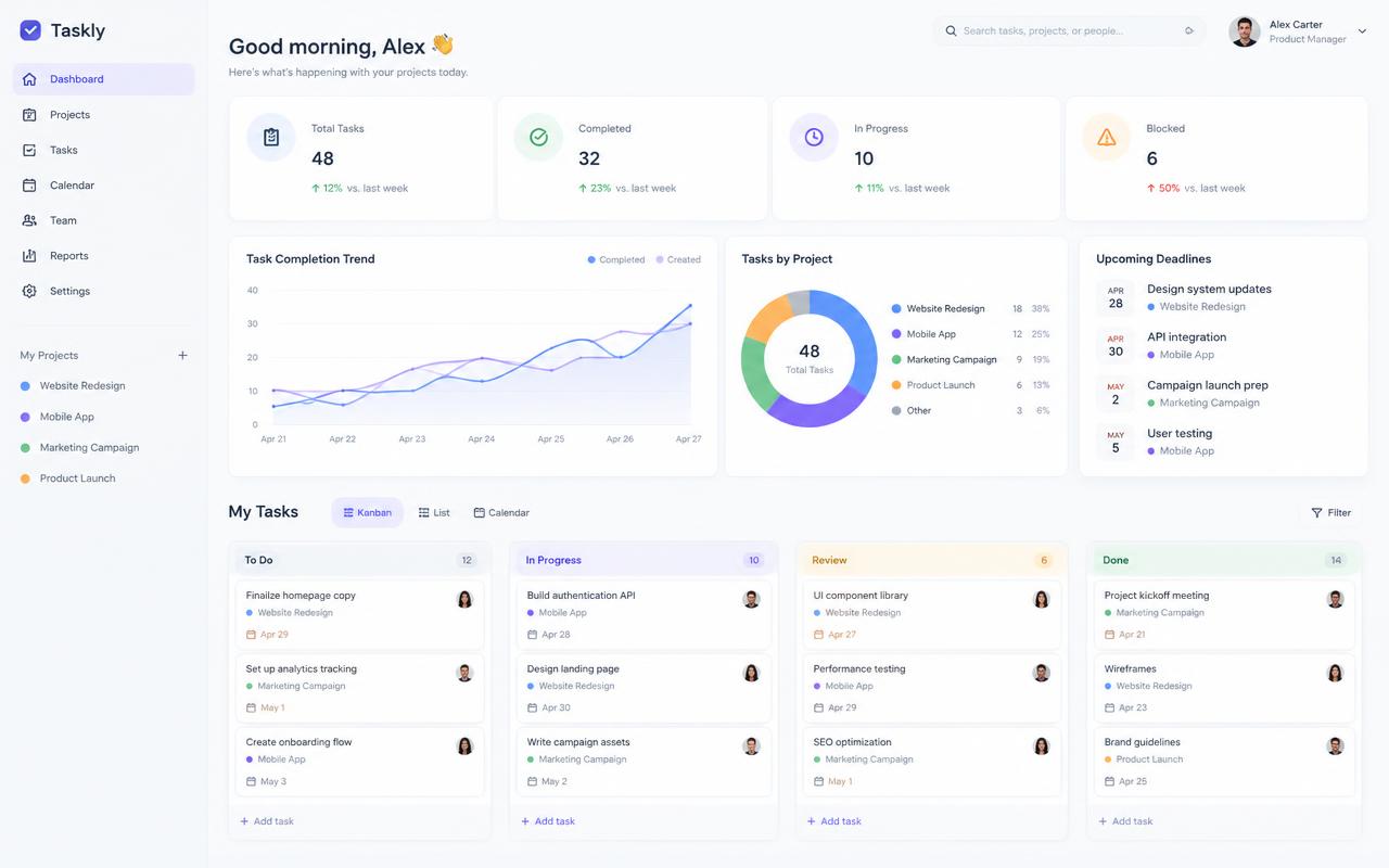 Taskly - Team tool · Web app